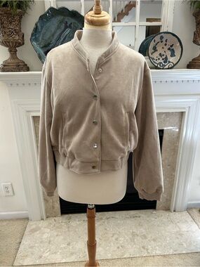 Truth Faux Suede Cropped Oversized Bomber Jacket